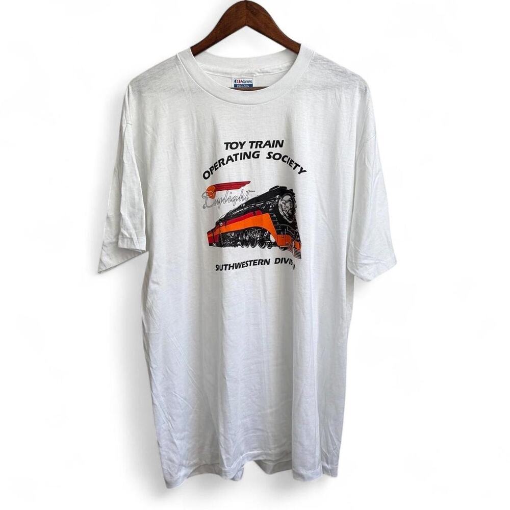 Vintage 80 Toy Train Operating Society Tee Colorful Mens 2XL Single Stitch Retro
